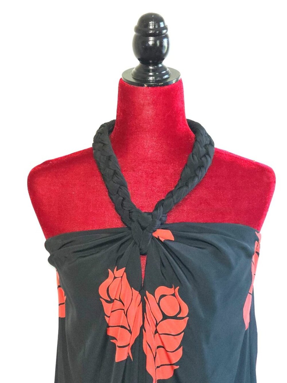 NWT Temperley London Women's Red Black Floral Silk Halter Neck Dress Size 6 2338 - Picture 3 of 13